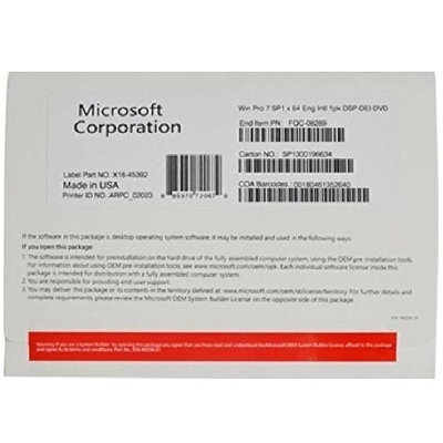 Microsoft Windows 7 Professionele OEM Packge